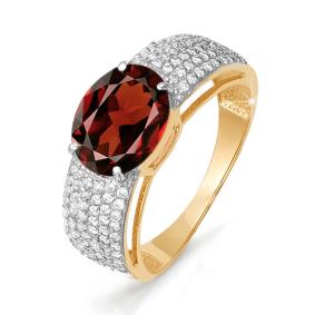 Золотое кольцо КЮЗ Del'ta D310897 с фианитом и гранатом D310897 фото