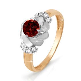Золотое кольцо КЮЗ Del'ta D310905 с фианитом и гранатом D310905 фото