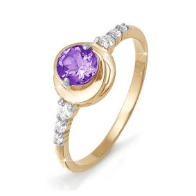 Золотое кольцо КЮЗ Del'ta D310914 с фианитом и аметистом D310914 фото