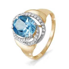 Золотое кольцо КЮЗ Del'ta D310924 с топазом и фианитом D310924 фото