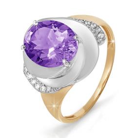 Золотое кольцо КЮЗ Del'ta D310942 с фианитом и аметистом D310942 фото