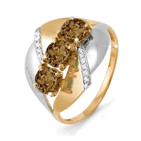 Золотое кольцо КЮЗ Del'ta D310969 с фианитом и раухтопазом D310969 фото