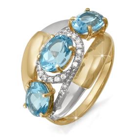 Золотое кольцо КЮЗ Del'ta D310970 с топазом и фианитом D310970 фото