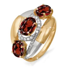 Золотое кольцо КЮЗ Del'ta D310971 с фианитом и гранатом D310971 фото