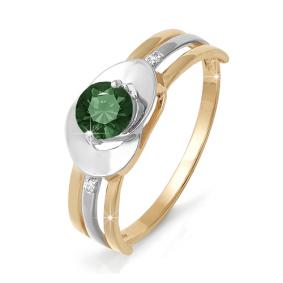 Золотое кольцо КЮЗ Del'ta D311020 с фианитом и кварцем D311020 фото