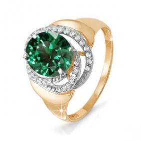 Золотое кольцо КЮЗ Del'ta D311042 с фианитом и кварцем D311042 фото