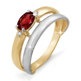 Золотое кольцо КЮЗ Del'ta D311109 с фианитом и гранатом D311109 фото