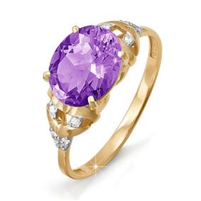 Золотое кольцо КЮЗ Del'ta D311130 с фианитом и аметистом D311130 фото
