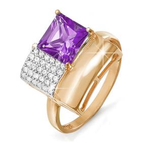 Золотое кольцо КЮЗ Del'ta D311134 с фианитом и аметистом D311134 фото