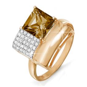 Золотое кольцо КЮЗ Del'ta D311135 с фианитом и раухтопазом D311135 фото