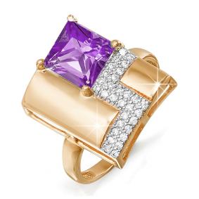 Золотое кольцо КЮЗ Del'ta D311140 с фианитом и аметистом D311140 фото