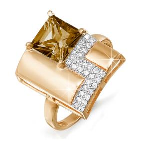 Золотое кольцо КЮЗ Del'ta D311141 с фианитом и раухтопазом D311141 фото