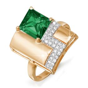 Золотое кольцо КЮЗ Del'ta D311142 с фианитом и кварцем D311142 фото