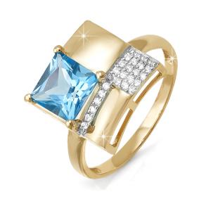 Золотое кольцо КЮЗ Del'ta D311144 с топазом и фианитом D311144 фото