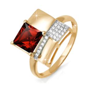 Золотое кольцо КЮЗ Del'ta D311145 с фианитом и гранатом D311145 фото