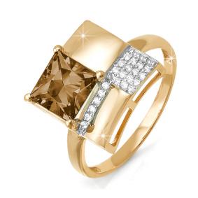 Золотое кольцо КЮЗ Del'ta D311147 с фианитом и раухтопазом D311147 фото