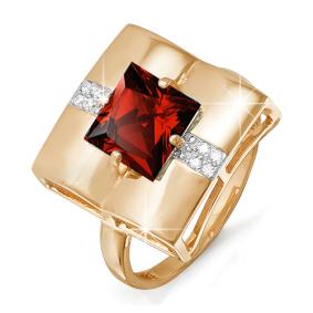 Золотое кольцо КЮЗ Del'ta D311151 с фианитом и гранатом D311151 фото