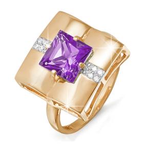 Золотое кольцо КЮЗ Del'ta D311152 с фианитом и аметистом D311152 фото