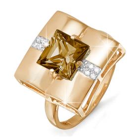 Золотое кольцо КЮЗ Del'ta D311153 с фианитом и раухтопазом D311153 фото