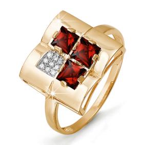 Золотое кольцо КЮЗ Del'ta D311206 с фианитом и гранатом D311206 фото