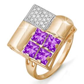Золотое кольцо КЮЗ Del'ta D311276 с фианитом и аметистом D311276 фото