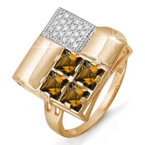 Золотое кольцо КЮЗ Del'ta D311277 с фианитом и раухтопазом D311277 фото