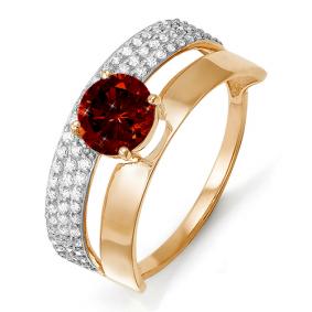 Золотое кольцо КЮЗ Del'ta D311291 с фианитом и гранатом D311291 фото
