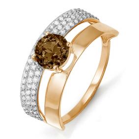 Золотое кольцо КЮЗ Del'ta D311293 с фианитом и раухтопазом D311293 фото