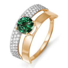 Золотое кольцо КЮЗ Del'ta D311294 с фианитом и кварцем D311294 фото