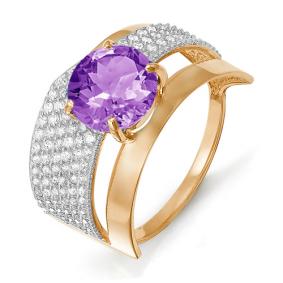 Золотое кольцо КЮЗ Del'ta D311298 с фианитом и аметистом D311298 фото