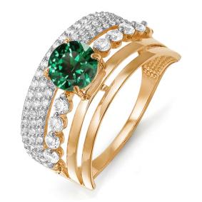 Золотое кольцо КЮЗ Del'ta D311312 с фианитом и кварцем D311312 фото