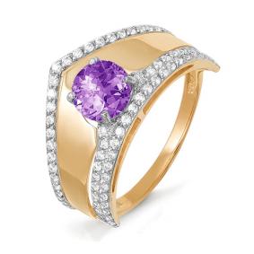 Золотое кольцо КЮЗ Del'ta D311316 с фианитом и аметистом D311316 фото