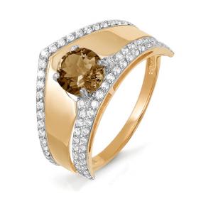 Золотое кольцо КЮЗ Del'ta D311317 с фианитом и раухтопазом D311317 фото