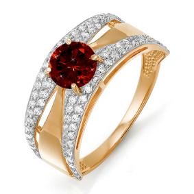 Золотое кольцо КЮЗ Del'ta D311321 с фианитом и гранатом D311321 фото