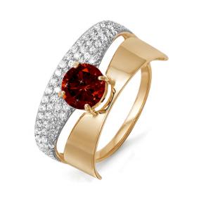 Золотое кольцо КЮЗ Del'ta D311351 с фианитом и гранатом D311351 фото