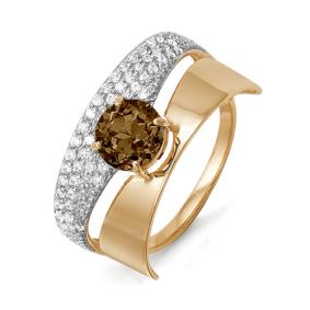 Золотое кольцо КЮЗ Del'ta D311353 с фианитом и раухтопазом D311353 фото