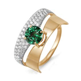 Золотое кольцо КЮЗ Del'ta D311354 с фианитом и кварцем D311354 фото