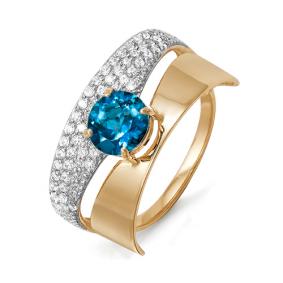 Золотое кольцо КЮЗ Del'ta D311373 с фианитом и Лондон топазом D311373 фото