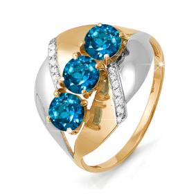 Золотое кольцо КЮЗ Del'ta D311406 с фианитом и Лондон топазом D311406 фото