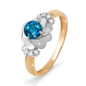 Золотое кольцо КЮЗ Del'ta D311411 с фианитом и Лондон топазом D311411 фото