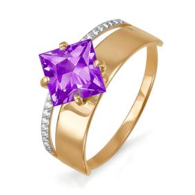 Золотое кольцо КЮЗ Del'ta D311426 с фианитом и аметистом D311426 фото