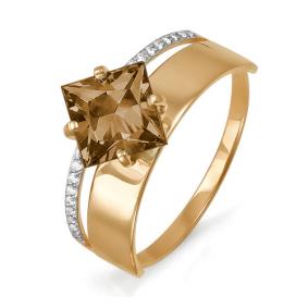 Золотое кольцо КЮЗ Del'ta D311427 с фианитом и раухтопазом D311427 фото