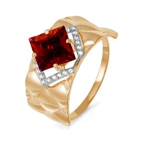 Золотое кольцо КЮЗ Del'ta D311432 с фианитом и гранатом D311432 фото