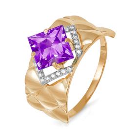 Золотое кольцо КЮЗ Del'ta D311433 с фианитом и аметистом D311433 фото
