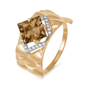 Золотое кольцо КЮЗ Del'ta D311434 с фианитом и раухтопазом D311434 фото