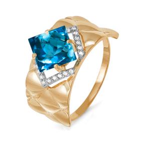 Золотое кольцо КЮЗ Del'ta D311437 с фианитом и Лондон топазом D311437 фото