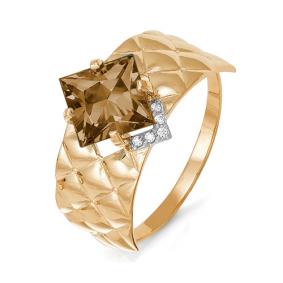 Золотое кольцо КЮЗ Del'ta D311448 с фианитом и раухтопазом D311448 фото