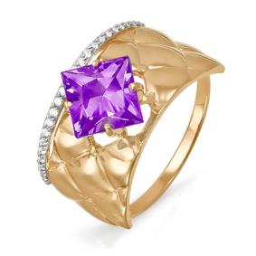 Золотое кольцо КЮЗ Del'ta D311454 с фианитом и аметистом D311454 фото
