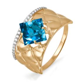 Золотое кольцо КЮЗ Del'ta D311458 с фианитом и Лондон топазом D311458 фото