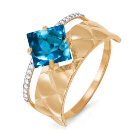 Золотое кольцо КЮЗ Del'ta D311472 с фианитом и Лондон топазом D311472 фото